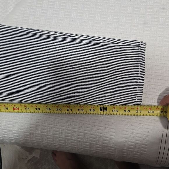 Loft Skinny Ankle Striped Jeans Blue And White Sz 10 - Picture 7 of 12